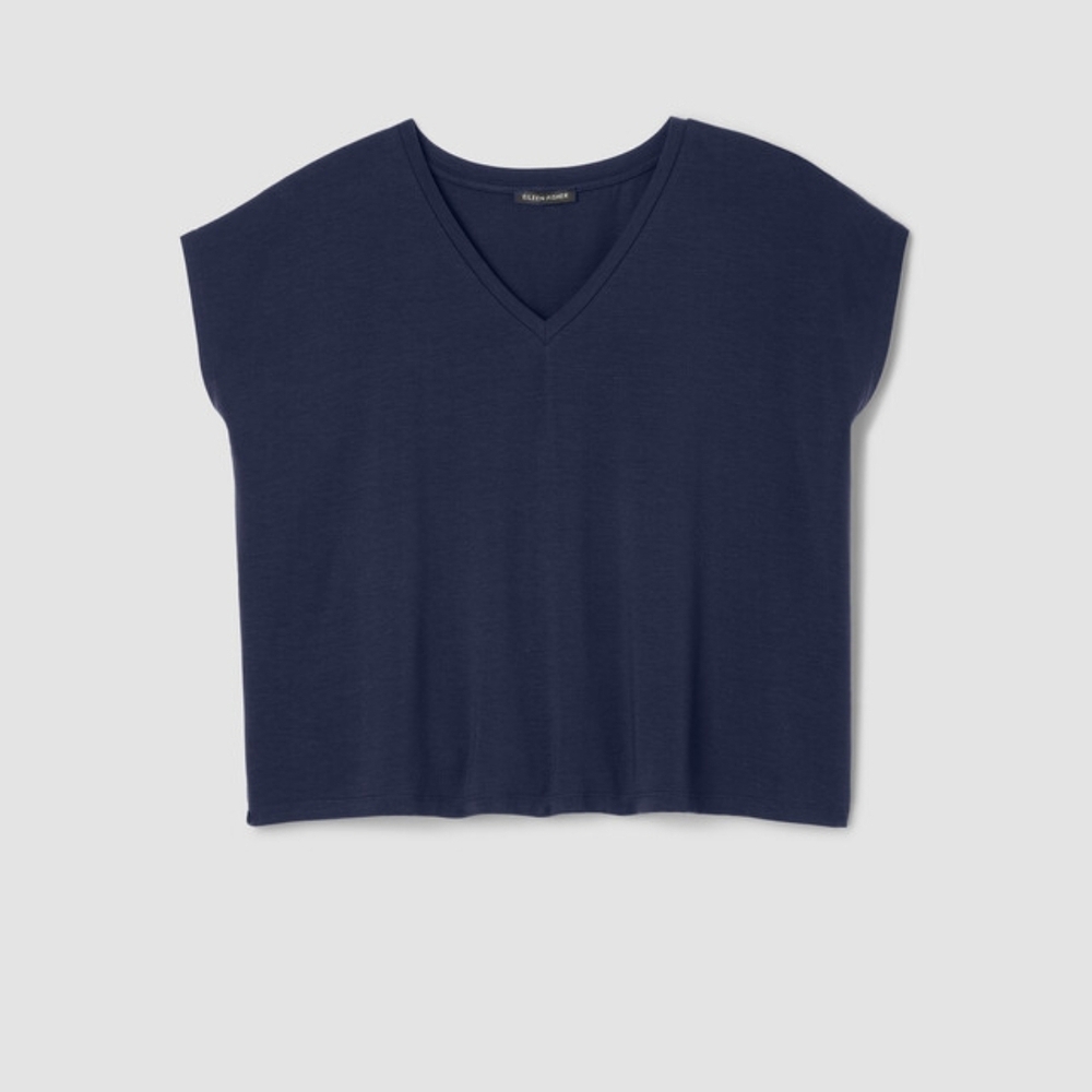 Eileen Fisher Women's V-Neck Short Sleeve Long Boxy Top Size M/M -$98